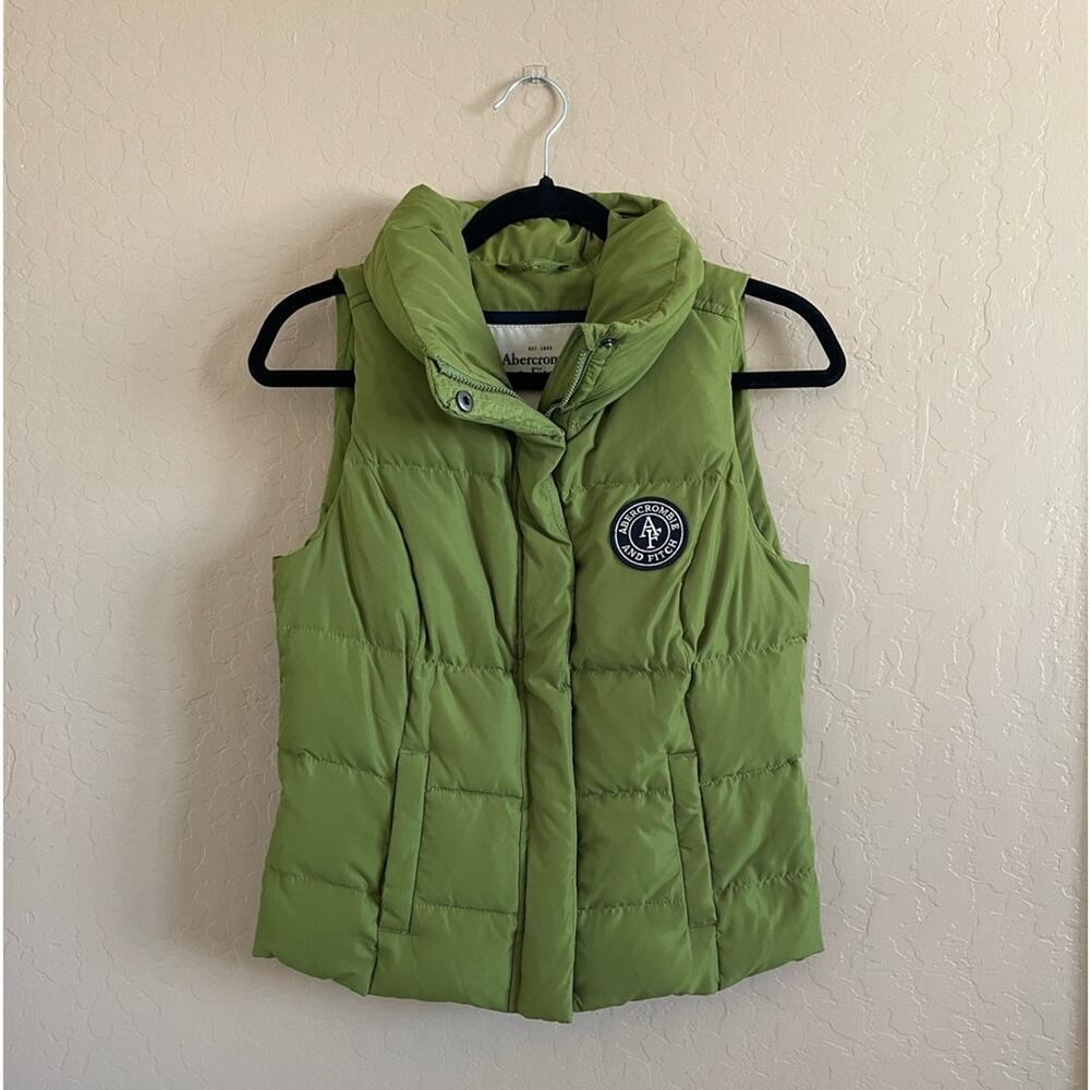 Abercrombie‎ & Fitch Green Patch Puffer Vest Outerwear S